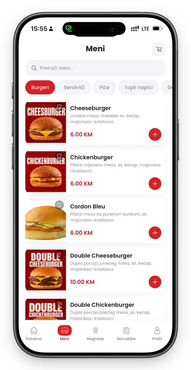 Atelje Club menu in the app
